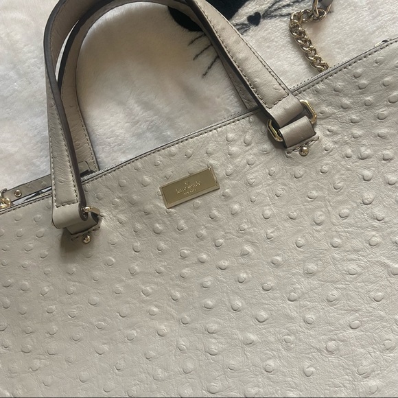 Kate Spade Loden Bristol Drive Ostrich Satchel Soft Taupe - Picture 2 of 4